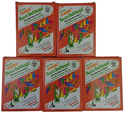 5X 24 Räucherkerzen (Größe M) Knox Ostalgie Sandel/Tanne/Weihrauch/Mischung Duftkegel (5X Bunte Duftkegel 011100)