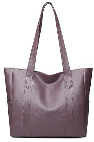 YXQSED Henkeltaschen Damen PU Leder Shopper Damen Henkeltaschen Tasche Student Schultasche Arbeit Handtaschen für Damen Schultertaschen Damentaschen Weich Umhängetasche-Violett