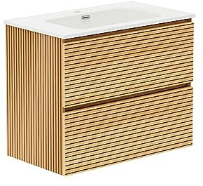 Baikal Mueble de Baño Dash. Conjunto de Baño de 2 Cajones, Suspendido en Pared, Incluye Lavabo Cerámico. Mueble de Fondo de 46cm. Mueble MONTADO. Lavabo Encastrado sin Espejo 80 cm Monocolor