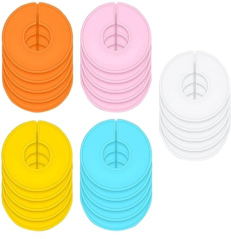 25 Stück Kleidung Größe Teiler, Rund Schreibbar Kleidung Rack Größe Teiler, Schrank Regalteiler, Kleiderbügel Teiler Größenreiter für Organisieren von Kleidung nach Alter Größe & Typ