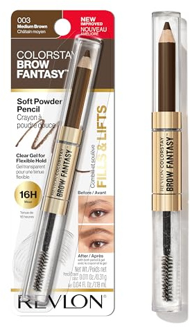 Revlon ColorStay Brow Fantasy, All In One Eyebrow Powder Pencil with Shaping Clear Gel, Gel Infused with Panthenol, Smudge-proof, 16HR Visibly Full Brows, 003 Medium Brown