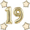 Blasses Gold Luftballons Zahl 19+4 pcs stern Folienballon Zahl 19 .Geburtstag mädchen,40 Riesenzahl Ballons 19.geburtstagsdeko Jungen,Zahlenballon 19, Helium Ballons 19 Zahlen Luftballons