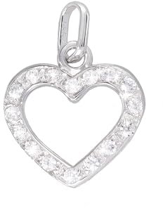 forme di Lucchetta - 14K Weißgold Herz-Anhänger mit funkelnden Zirkonia | Goldanhänger Damen Mädchen 585 Echtgold | für Kette (bis zu 4 mm) | hergestellt in Italien