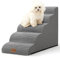COZY KISS Hundetreppe für Kleine Hunde 57cm, Haustiertreppe für Hochbett aus Hochdichtem Schwamm, Hunde Treppe Hunderampe mit Waschbarem Bezug und Rutschfestem Boden, 40x84x57cm, 5 Stufen, Hellgrau