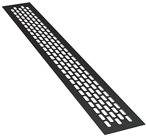 sossai® Rejillas de ventilación de aluminio - Alucratis (1 pieza) | Rectangular - dimensiones: 80 x 6 cm | Color: negro | rejilla de aire