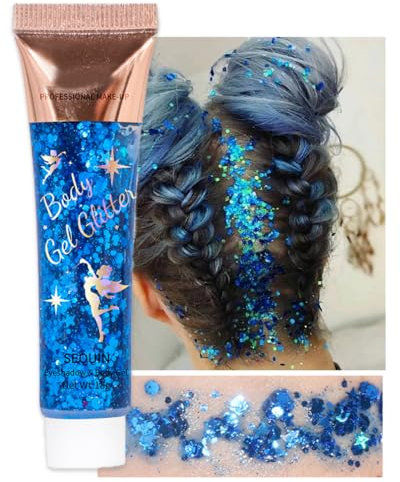 Mermaid Body & Face Sequins Chunky Holographic Glitter Gel for Sparkling Festival Party Lotion Beauty Makeup, Nail Art DIY (04#)