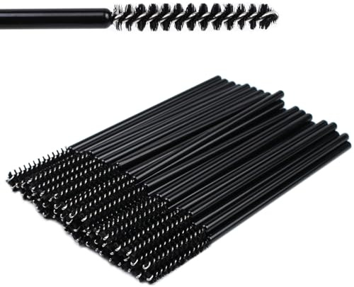 Mini-Einweg-Mascara-Stäbe, 50 Stück, Mikro-Wimpernpinsel, kleine Make-up-Pinsel, Applikatoren, Augenbrauenspulen (Skinny-P-Black-50)