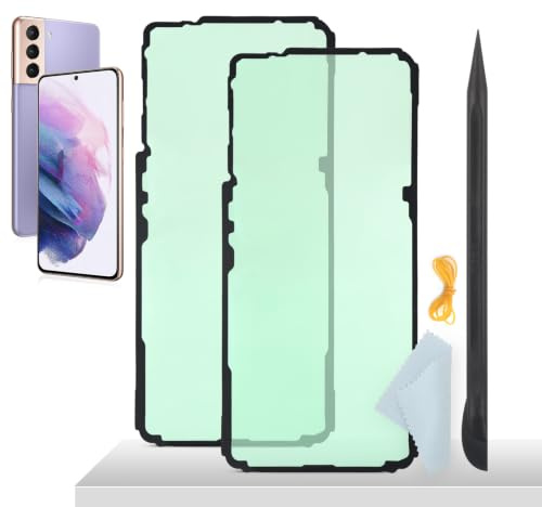 YHX-OU 6.2 Inch Battery Cover Waterproof Film Adhesive Film for Samsung Galaxy S21 5G Battery Cover Seal Adhesive [Pack of 2] + crowbar + rubber band + display cleaning cloth
