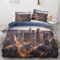 New York Bettwäsche 155x220 - Stadt Bettbezug 3er Set mit 2 Kissenbezüge 80x80 cm, Weich & Warme & Angenehm Mikrofaser Bettwäsche-Sets mit Reißverschluss