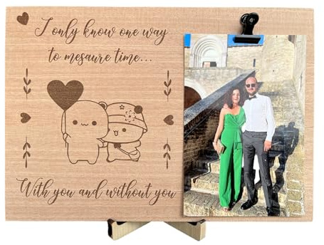 Generisch Holz-Fotorahmen, Tischrahmen, Lasergravur, Geschenkidee für Männer und Frauen, Bild mit Wäscheklammer, Widmung für Freundin, Innendekoration, Gadget (Bubu Dudu)
