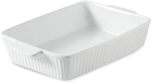 Hasense Casserole Dish, 9 x 13 Inches Ceramic Baking Dish, Extra Deep Lasagna Pans for Oven, Rectangular Bakeware with Handles, Wedding Housewarming Gifts, 15 x 9.2 x 3.1 Inches, White
