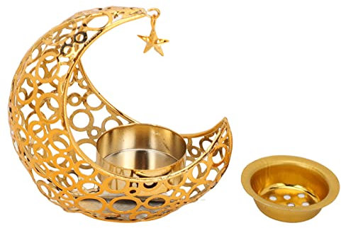 Glomora Candelabro de Arte, Forma de Luna Dorada, Metal, Moderno, romántico, Reduce EL estrés, Candelabro artístico para decoración de Mesa, Boda, Fiesta de cumpleaños