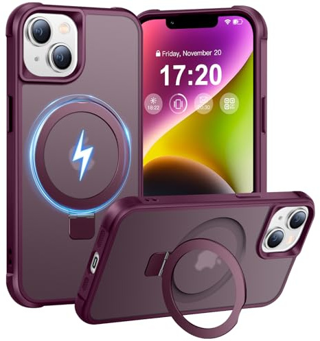 BENTIACC Hülle für iPhone 13/14 mit Magnet Ständer, Burgunderrot | 120° Öffnungsbereich, Mil-Grade Drop Shockproof, Kratzfeste Fingerabdruck Rutschfest Handyhülle, Die Hände frei habe
