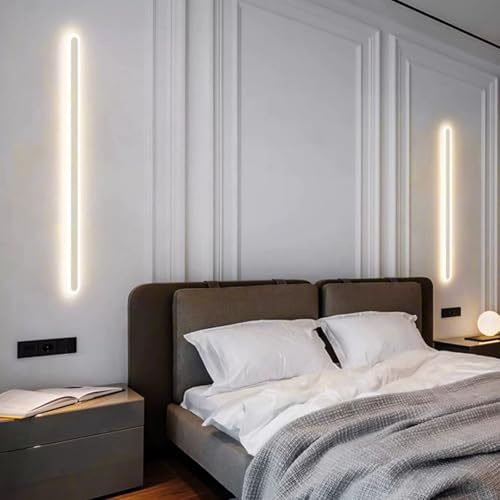 TZSMUM LED Modern Innen Deckenleuchte Lange Ultra Dünn Deckenlampe Kreative Design Deckenleuchten Unterputz Aluminium Acryl für Wohnzimmer Kinderzimmer Schlafzimmer (Weiß-Warmes Licht,100cm)