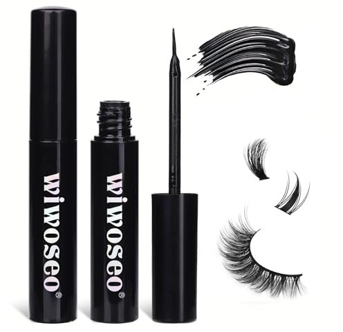 Wiwoseo Super Strong Hold Lash Bond - Waterproof Black Adhesive for Strip and Individual Eyelashes - Fast Drying (5ml, Black)
