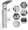 HARNART LED Duschpaneel mit Armatur,4 Funktionen Duschpaneel mit LED Temperaturanzeige,Massagedusche und Wasserfall Dusche,Duschsäule aus Edelstahl 304