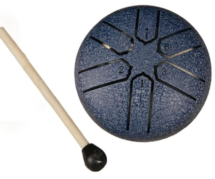 Ptdfjspt 3 Inch 6-Tone Steel Tongue Drum Mini Hand Pan Drums with Drumsticks Percussion Musical Instruments Drum Accessories A