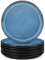 vancasso Série PLAYA Lot de 6 Assiettes Plates en Grès 26 cm - Va au Micro-Ondes, Four et Lave-Vaisselle - Bleu Émaillé, Design Élégant et Résistant