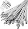 HOTUT Metal Cable Ties,50pcs 4.6×300mm 304 Stainless Steel Zip Ties,Heavy Duty Strong Metal Premium Self Locking Wrap for Exhaust Wrapping,Binding Tie,Garden Repair,Fixed Fence