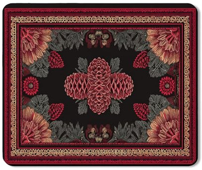 Elegante Schutzmatte für Waschtrockner mit Blumenmuster, Vintage-inspiriert, Rot und Schwarz, Gummi, rutschfest, wasserdicht, für Zuhause, 50,8 x 61 cm