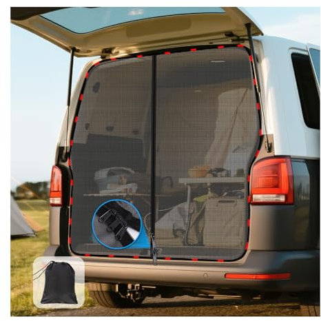 ZATOOTO Mosquitera con Cremallera para Puerta Trasera de VW T5 T6, Cortina Divisoria Magnética, Protección contra Insectos Solar para Puerta Trasera Mosquitera para Camping y Viajar