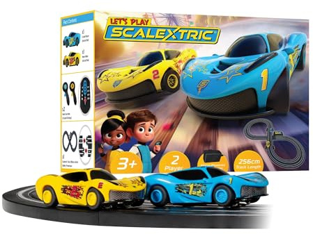 Scalextric - G1189M My First Let's Play! Racing Tracks Sets for Kids Ages 3+ - Mains Powered Micro Race Set, Toy Car Kits for Boys. Incl. 1x Speed Track, 2x Cars, 2x Controllers - Toys Gifts