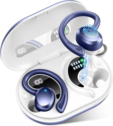 Bluetooth 5.4 Kopfhörer Kabellos Sport, 3D-Stereo Tiefer Bass Wireless Headphones, Noise Cancelling Mic in Ear Ohrhörer, USB-C Schnellaufladung IP-X7 Wasserdicht Earbuds Gym Joggen für Android iOS