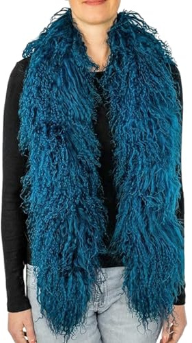LIRA Deko Damenschal – 100% echtes tibetisches Lammfell fell schal damen mit luxuriöser Boa Design | Weicher und kuscheliger Schal für Herbst und Winter | Erhältlich in vielen eleganten Farben