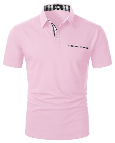 AIOIDI Polo Homme Coton Grille Manches Courtes T-Shirt Mode Pochette False