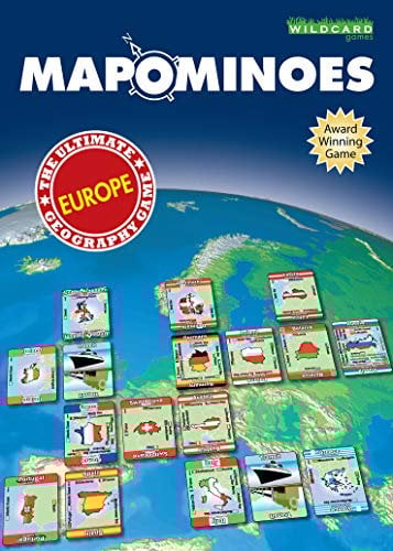 MAPOMINOES EUROPE Age 8+ – The Ultimate Geography Game – Fun and educational travel card game for kids teenagers and adults. Like dominoes with maps.