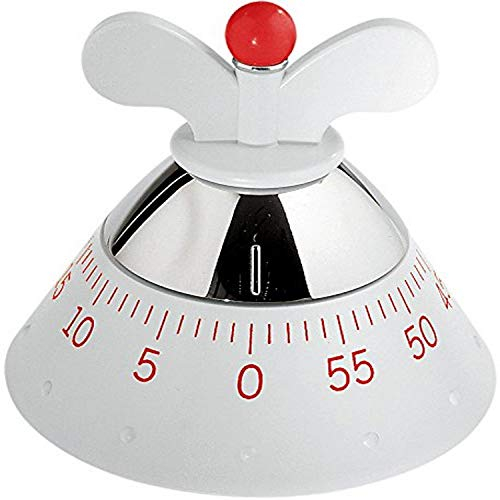 Alessi A09 W Kitchen Timer, Küchentimer aus thermoplastischem Harz, weiß ,, 10,5cm
