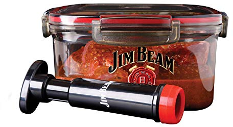Jim Beam Marinadenbox mit Vakuumversiegelung, luftversiegelte Pumpe, entfernt Luft aus der Marinadenbox, schneller Marinationsprozess, Grill- und Grillmarinator, perfekte Marinierung von Rind, Huhn und Fisch