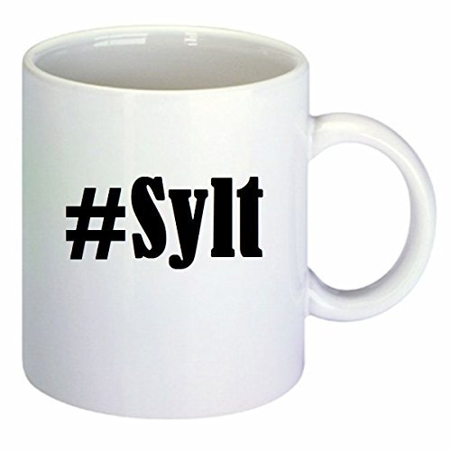 Kaffeetasse #Sylt Hashtag Raute Keramik Höhe 9,5cm ? 8cm in Weiß