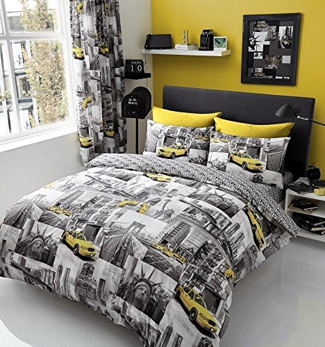Gaveno Cavailia Luxury NEWYORK PATCHI Bed Set With Duvet Cover and Pillow Case, Polyester-Cotton, Multi-colour, King