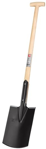 Pionier-Bauspaten Gärtner Form | mit Tritt | Eschen - T- Stiel 85cm | perfekt zum Graben von Bodenlöchern, Ausheben von breiteren Gräben oder zum Bewegen von Erdmengen