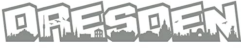Samunshi® Wandtattoo Dresden Schriftzug Skyline 100 x 17,3cm mittelgrau