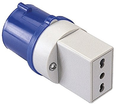Poly Pool PP0639S Adattatore Industriale CEE 3 Poli 16A | Spina IEC309 Grande, Presa Civile Standard Italiana Bivalente, IP20, 1 Pezzo