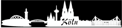 Skyline4u Aufkleber Köln Skyline mehrere Größen 25 x 5,5cm weiß
