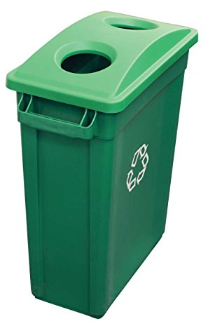 Chabrias Ltd 87 Litre Slim Bin Recycling Container, Space Saving Design, Rectangular for Home, Office, Kitchen – Commercial Product Vented Slim Waste Receptacle Bin (1, Green & Green 2 Hole Lid)