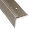 Treppenkantenprofil Safety | bronze dunkel | F-Form | 53mm Höhe mit einer Einfasshöhe von 7-8mm | Vorgebohrte Kantenleiste Erhältlich in 4 Farben und 3 Längen (134cm)