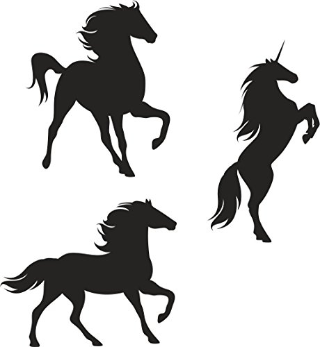 3er Set Pferd Einhorn Sticker I kfz267 I Auto-Aufkleber Anhänger Motorrad Roller Laptop-Aufkleber Notebook Reiten Horse I wetterfest