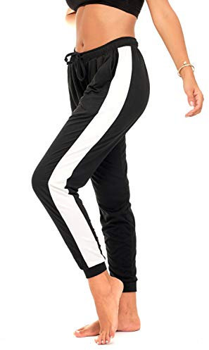 DEAR SPARKLE Jogger mit Taschen für Frauen, Kordelzug, leicht, für Yoga, Lounge, Plus-Größe (P7) - Schwarz - Groß