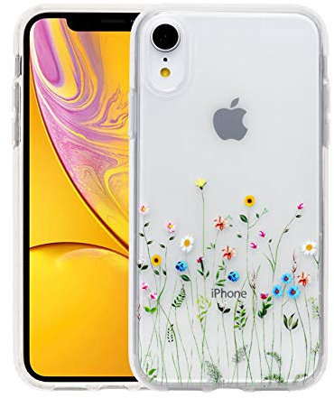 Sephonie Flower Case for iPhone XR (6.1), Floral Pattern Clear Slim Fit Ultra-Thin Girly Design, Shockproof Protective Hard PC Back with Soft TPU Bumper Phone Cover for Girls and Women | Wildflowers