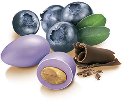 Confetti Papa | Confetti Cioccolato e Mandorla gusto MIRTILLO | Colore VIOLA | Confetti con vera frutta, senza glutine e adatti alla dieta vegetariana | Certificati Kosher | Confezione da 500 g