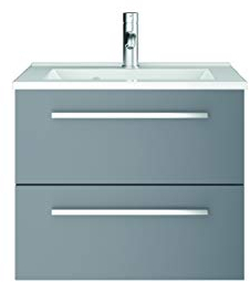 Mobile da bagno con lavabo Libato 60 90 120 cm – bianco antracite rovere grigio lucido – mobili da bagno sospeso [Qualità dalla Germania] (60, grigio artico)