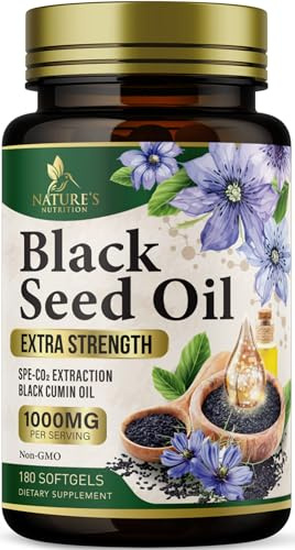 Black Cumin Seed Oil Capsules 1000mg - Premium Nigella Sativa Blackseed, Pure Natural Black Seed Oil & Antioxidant for Skin & Immune Support - Gluten Free, Bottled in USA Supplement - 180 Softgels