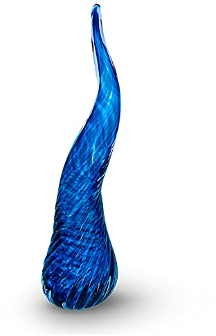 Gocce di Murano Corno portafortuna artigianale in vetro di Murano lavorato a mano scaramanzia napoletana soprammobile idea regalo Made in Italy (Blu Rigato)
