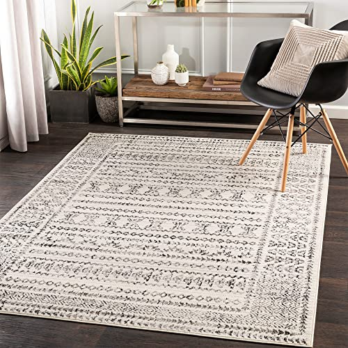 Livabliss Tokyo Boho Teppich für Wohnzimmer und Schlafzimmer - 152x213 cm Großer Esszimmerteppich Mit Geometrischem Muster, Skandinavisch Modern in Elfenbein, Grau, Schwarz