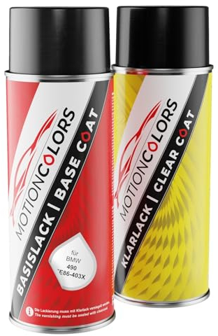 MOTIONCOLORS Lila Metallic 490 / FE86-403X für BMW Autolack Sprühdosen Set Basislack Klarlack Spraydose 400ml