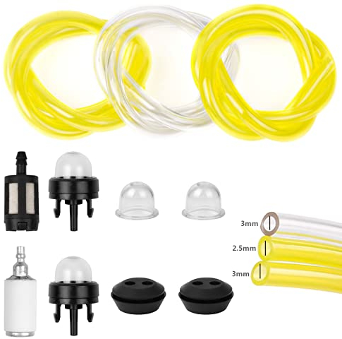 Strimmer Fuel Pipe 2.5mm 3mm, 3Pcs Universal Fuel Line Hose Tube 30cm, Petro Fuel Line with Soft Pipe Filter Primer Bulb Pump for Weed Eater Chainsaws Small Engines